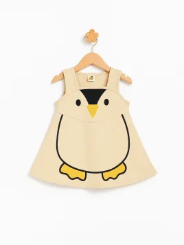 Rochie vara fetite bej, model Pinguin, fara maneci