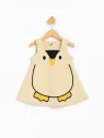 Rochie vara fetite bej, model Pinguin, fara maneci