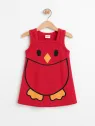 Rochie vara fetite rosie, model Pinguin, fara maneci