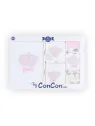 Set bebe fetita - trusou Botez, 10 piese, model coroana, roz
