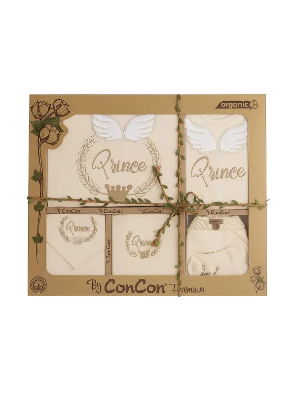 Baby boy set, 10 pieces, organic cotton, beige, Prince