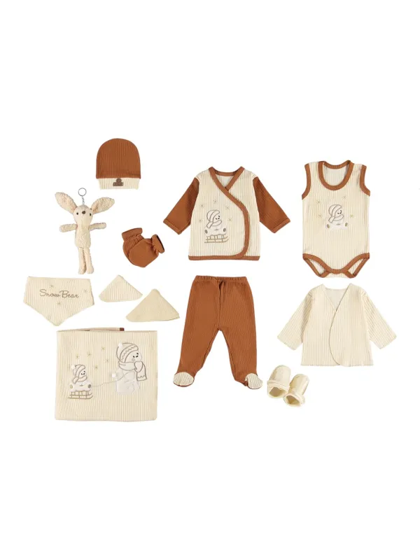 Trusou bebelusi din bumbac organic, unisex, Snowman, bej, ministyle