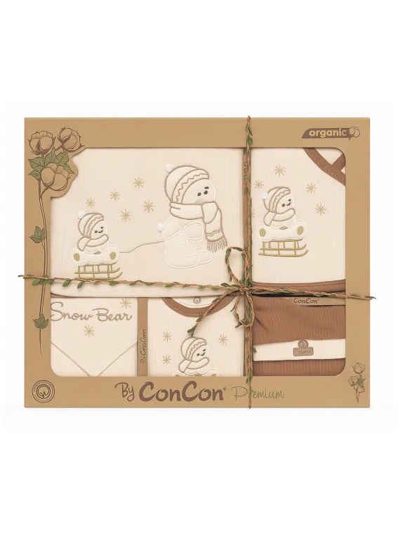 Trusou bebelusi din bumbac organic, unisex, Snowman, bej