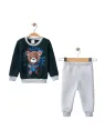 Baby boy's padded tracksuit, teddy bear, gray