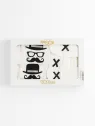 5-piece white boy's set with mustache and black bow tie