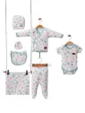 Set bebelusi fetite 7 piese cu imprimeu floral pastel ministyle