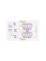 ministyle - Set bebe fetita 5 piese, alb cu coroana mov si fundite lila