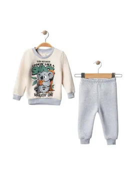 Baby padded tracksuit with Koala bear, beige cotton