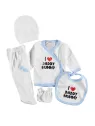 Set bebelus baietel 5 piese alb „I love Mummy & Daddy ” ministyle