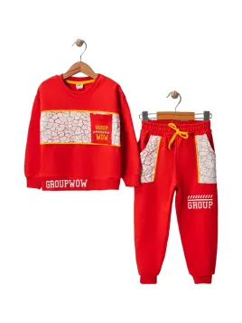 Trening Copii, unisex, rosu, imprimeu Wow - ministyle