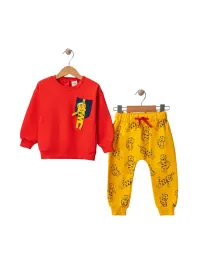 Baby Boys Tracksuit, red and yellow, Tiger print