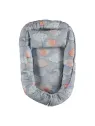 Comfortable baby nest, blue-grey clouds pattern