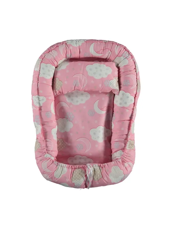 Baby Nest pink, clouds and moon model, 70x48 cm