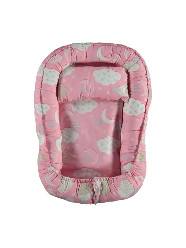 Baby Nest pink, clouds and moon model, 70x48 cm