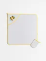 Baby towel with hood and glove, white and yellow, cotton