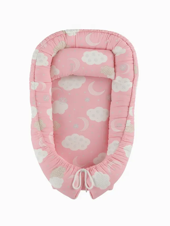 Baby Nest roz, model norisor si luna, 70x48 cm - ministyle