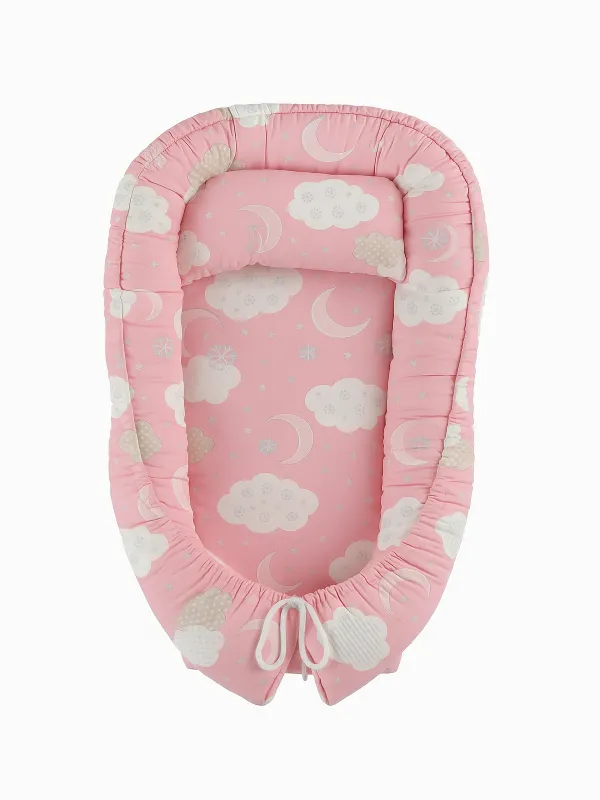 Baby Nest roz, model norisor si luna, 70x48 cm - ministyle