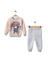 Trening vatuit bebelusi unisex cu ursulet, bumbac bej | Treninguri și Compleuri | MiniStyle - Haine pentru Copii si Bebelusi online