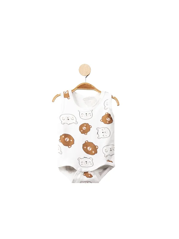 White bodysuit with teddy bears for babies