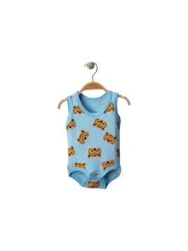 Body maiou bebe bleu cu imprimeu tigru simpatic