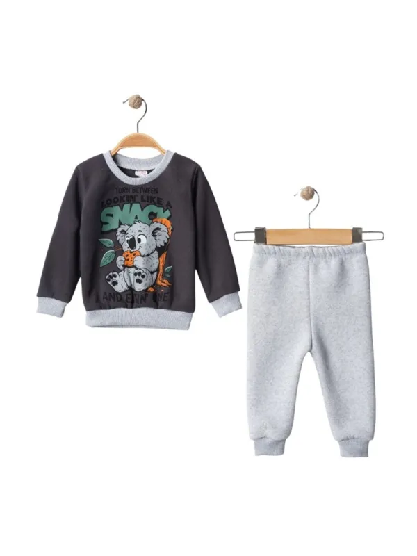 Boy's padded tracksuit with Koala bear, gray cotton