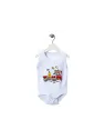 Body maiou bebe alb cu imprimeu trenulet colorat
