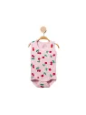 Pink bodysuit for little girls with cherries made of soft cotton