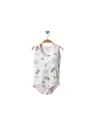 White bodysuit for little girl with Paris chic print