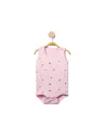 Pink baby girl bodysuit with flowers made of soft cotton