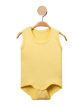 Body maiou bebe galben basic din bumbac moale