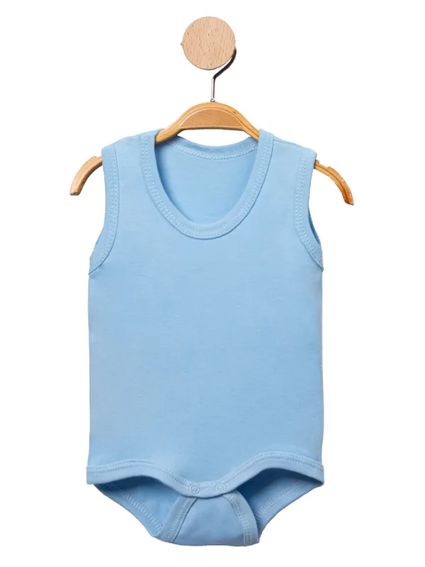 Body maiou bebe bleu basic din bumbac moale