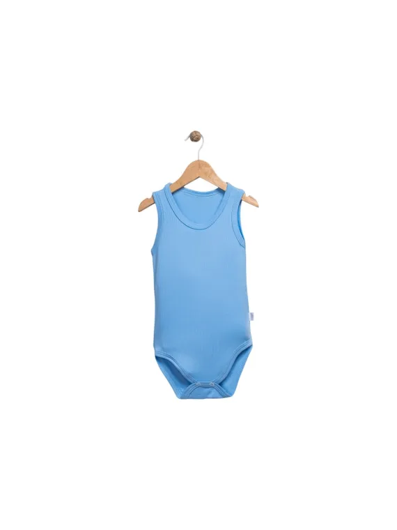 Body maiou bebe bleu simplu din bumbac fin