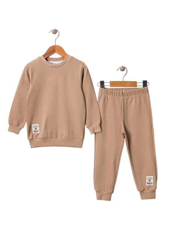 Trening copii oversize bej model BASIC 3-6 ani