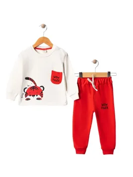 Compleu bebe Wow Tiger rosu 9-24 luni bumbac