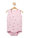 Pink baby girl bodysuit with flowers made of soft cotton