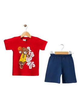 Boys' summer outfit, basketball bear t-shirt, 3-6 years