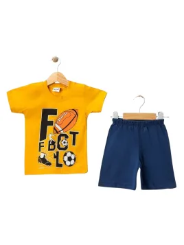 Compleu vara baieti tricou galben FOOTBALL 3-6 ani