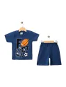 Compleu vara baieti tricou albastru FOOTBALL 3-6 ani