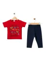 Compleu vara fete tricou rosu fluturi 3-6 ani