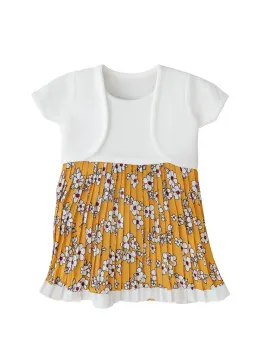 Set rochita galbena cu bolero alb fete 1 an