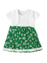 Green dress and white bolero set for girls 1-3 years old