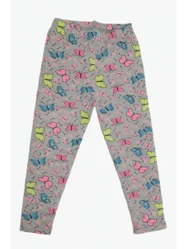 Gray tights for girls 1-4 years old with colorful butterflies