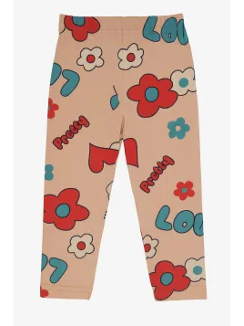 Girls' tights 1-4 years old, orange, flower print