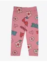 Pink tights for girls 1-4 years old with flower and heart print