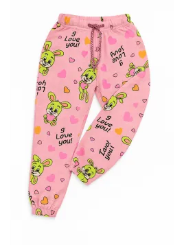 Girls' pink bunny tracksuit bottoms 5-8 years