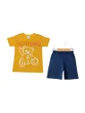 Compleu vara baieti galben ursulet si pantaloni bleumarin