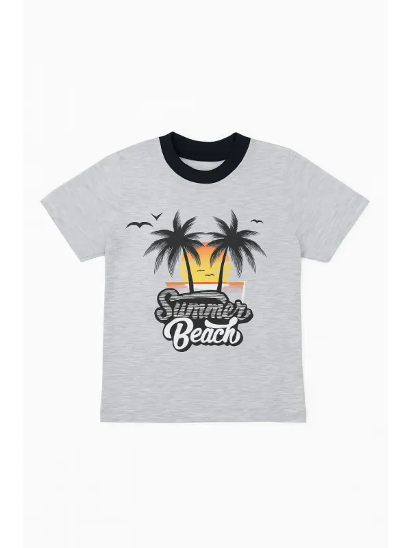 Compleu vara baieti gri Summer Beach 3-6 ani