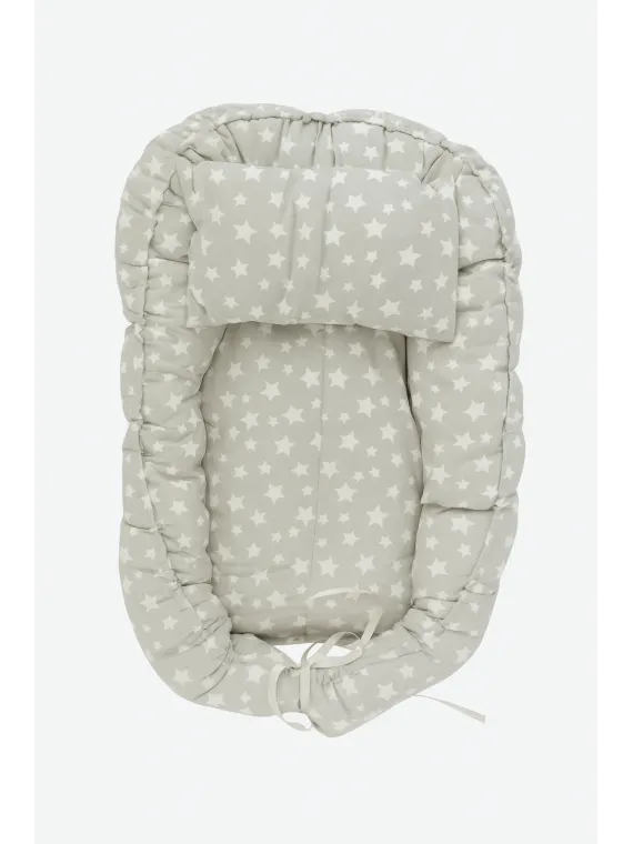 Babynest gri umplutura hipoalergenica, husa bumbac