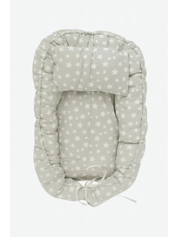Babynest gri umplutura hipoalergenica, husa bumbac