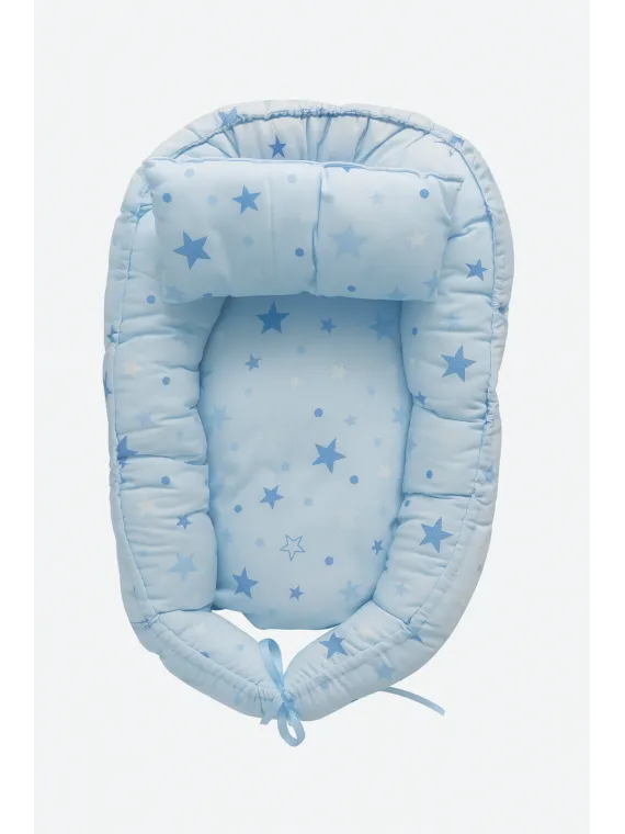 Cosulet bebe, babynest bleu cu stelute